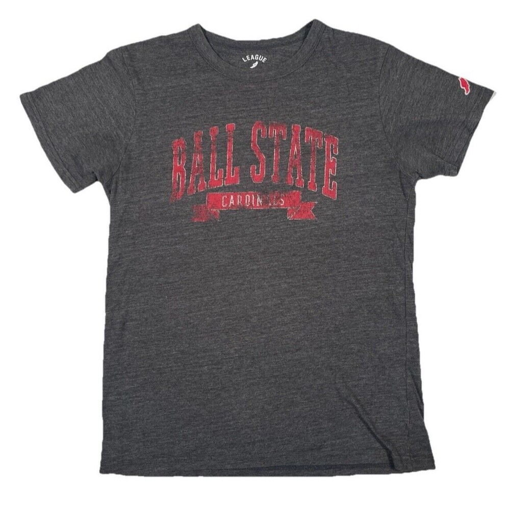 League Ball State University‎ Cardinals Tee Tshirt Adult Small Gray Unisex BSU